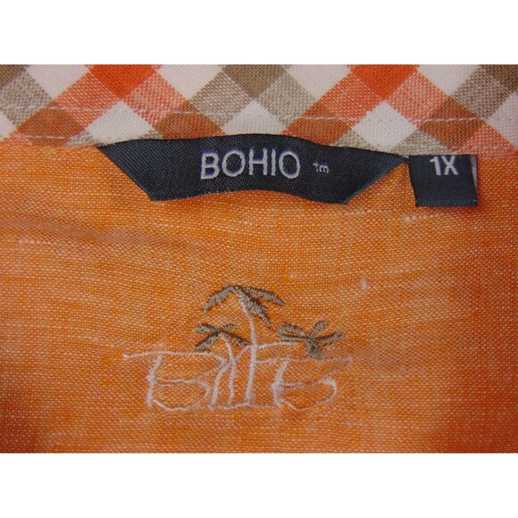 Bohio Shirt Mens XL Orange‎ Linen Chambrey Short Sleeve - Picture 4 of 8